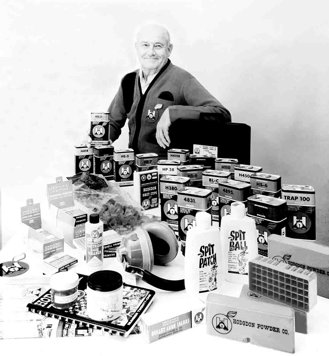 Bruce Hodgdon standing over some of his company’s early product offerings.